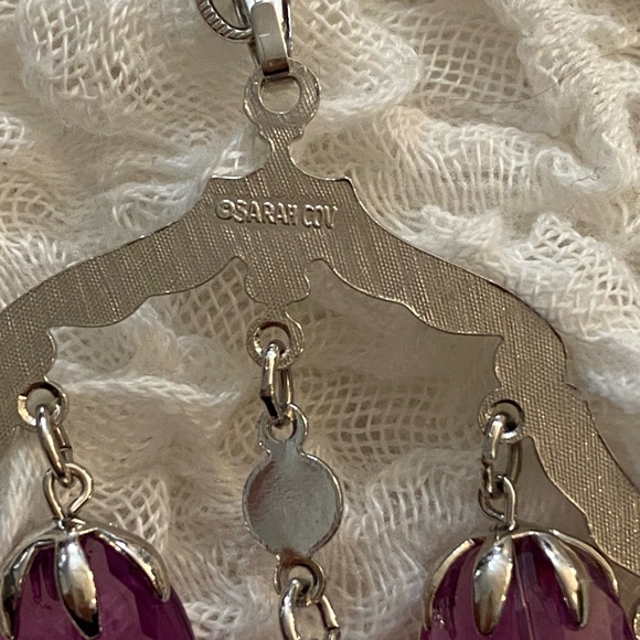 Vintage Sarah Conventry purple chandelier style long silver necklace - Picture 5 of 5